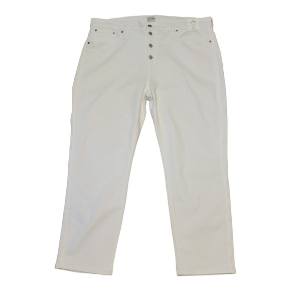 J Crew Jeans Womens Size 35 White 10" Vintage Straight Stretch High Rise Cropped - Picture 1 of 12